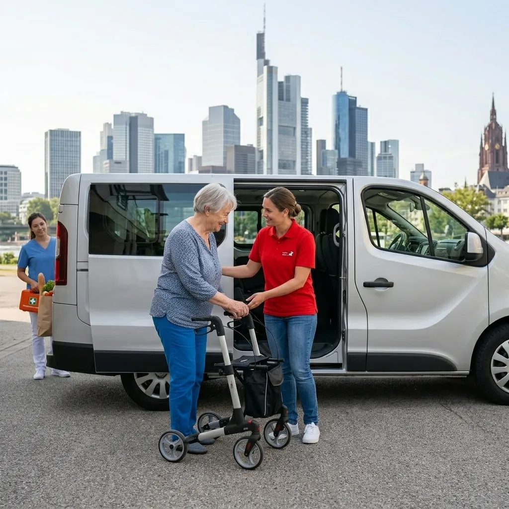 Sicherer Fahrdienst mit Rollator-Unterstützung für Senioren