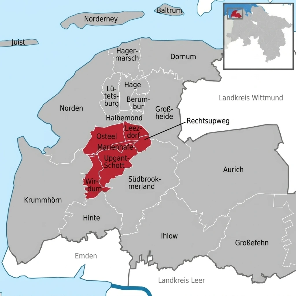 Seniorenhilfe Brookmerland - Einsatzgebiet Ortsteile Karte